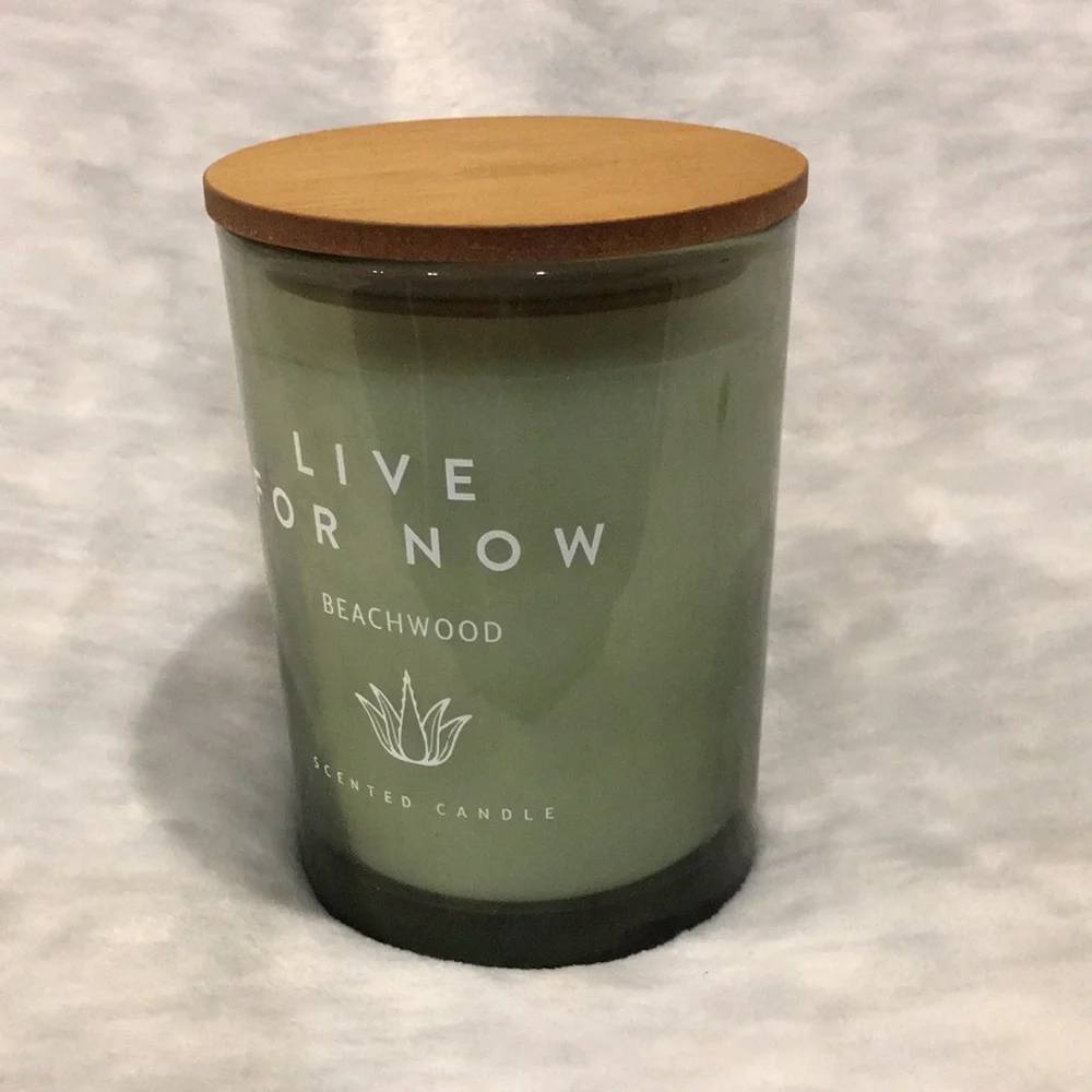 Glass Live For Now Scented Single Wick Home Decore Candle Beachwood 8.5oz NWT - Picture 7 of 16